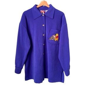 Vintage Winnie the Pooh Blue Size Long Sleeve Front Button Sweater/Top in Size M